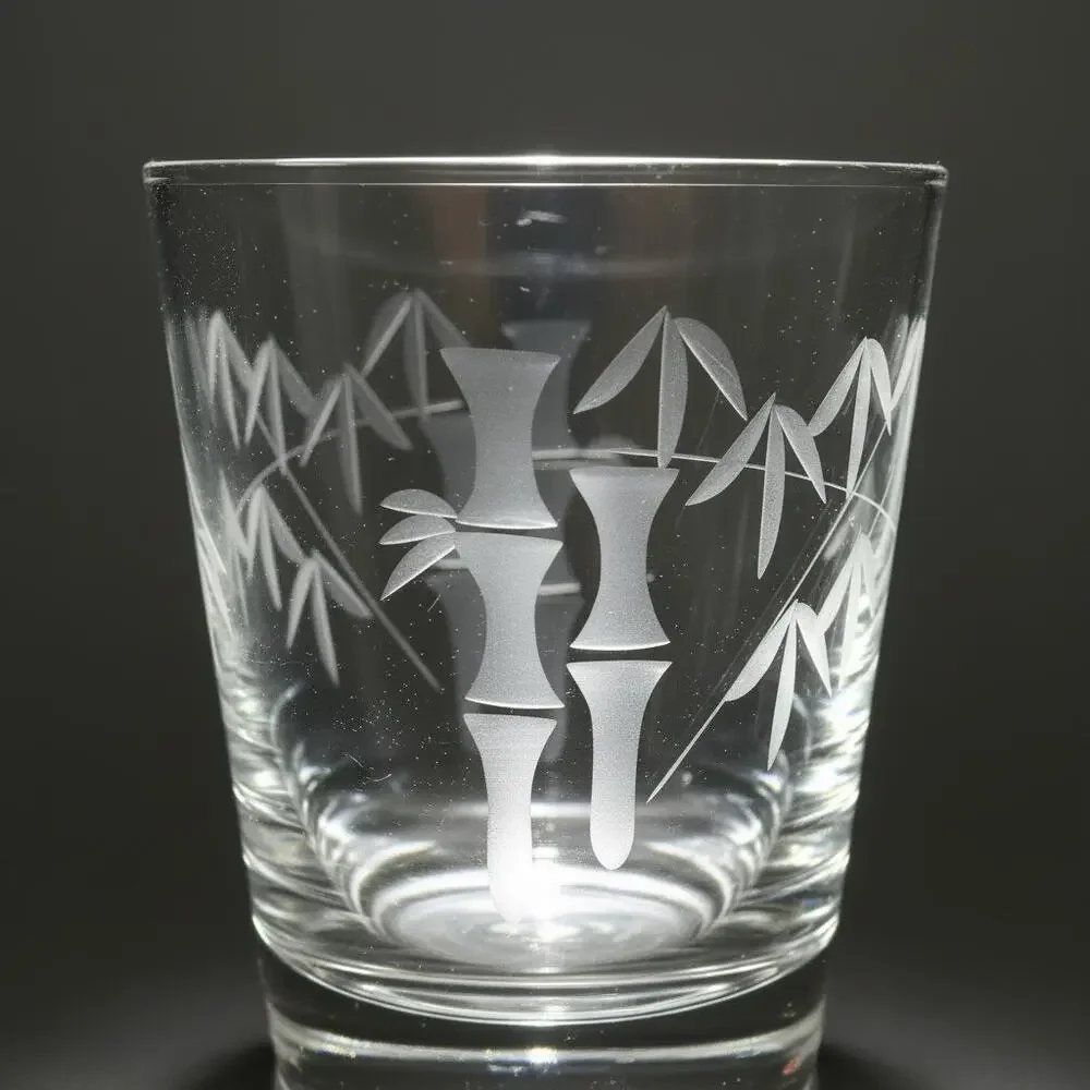 Vintage Sasaki Noritake Bamboo Etched Rocks Glasses Set 6-MCM-Japan-Barware
